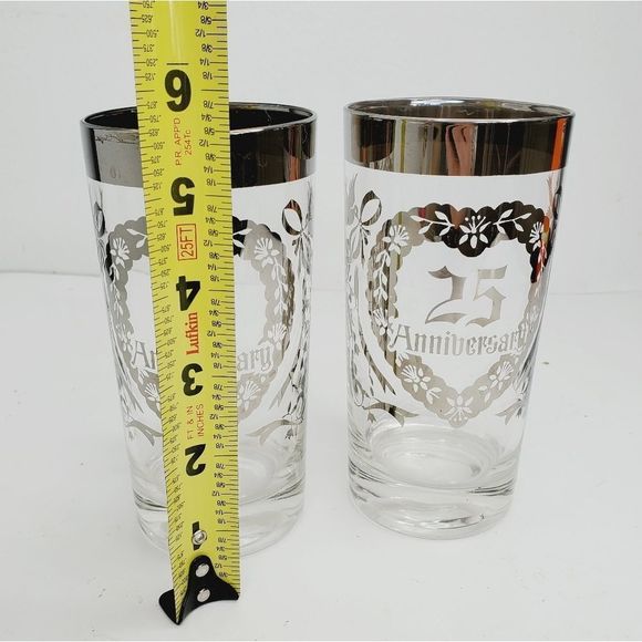 Vintage 25th anniversary glasses - Picture 3 of 7